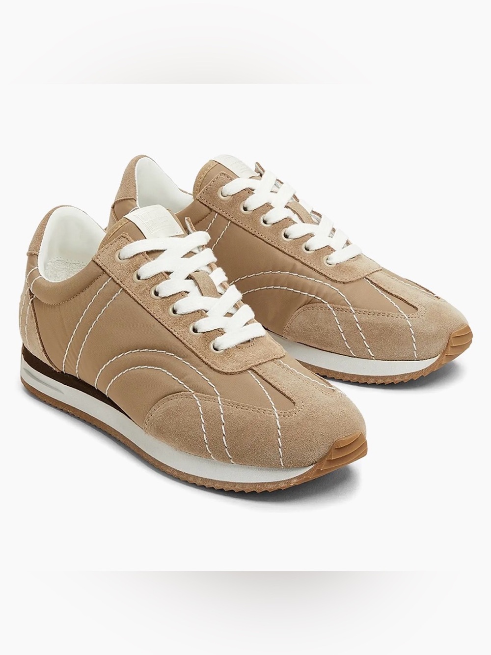 Toteme Beige Suede Sport Low-Top Sneakers